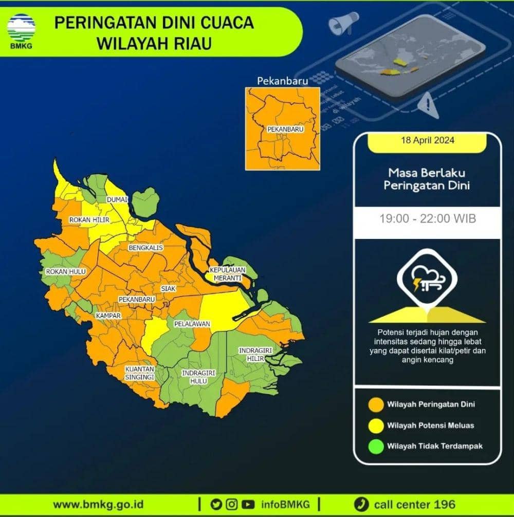 BMKG Stasiun Meteorologi Sultan Syarif Kasim II Pekanbaru menyampaikan peringatan dini terkait cuaca di Provinsi Riau (IDN Times/ IG infocuacariau)