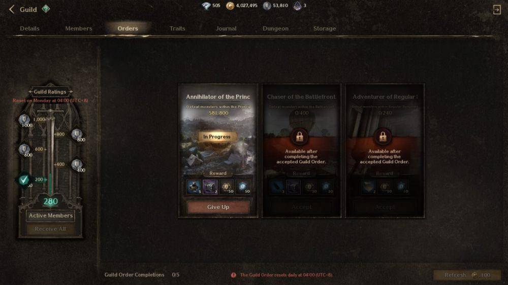 guild orders di Night Crows (dok. Wemade Connect/Night Crows)