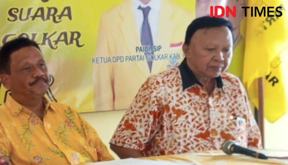 Ketua Bidang Pemenangan Pemilu, DPD Partai Golkar Kabupaten Bantul, Heru Sudibyo (kanan). (IDN Times/Daruwaskita)