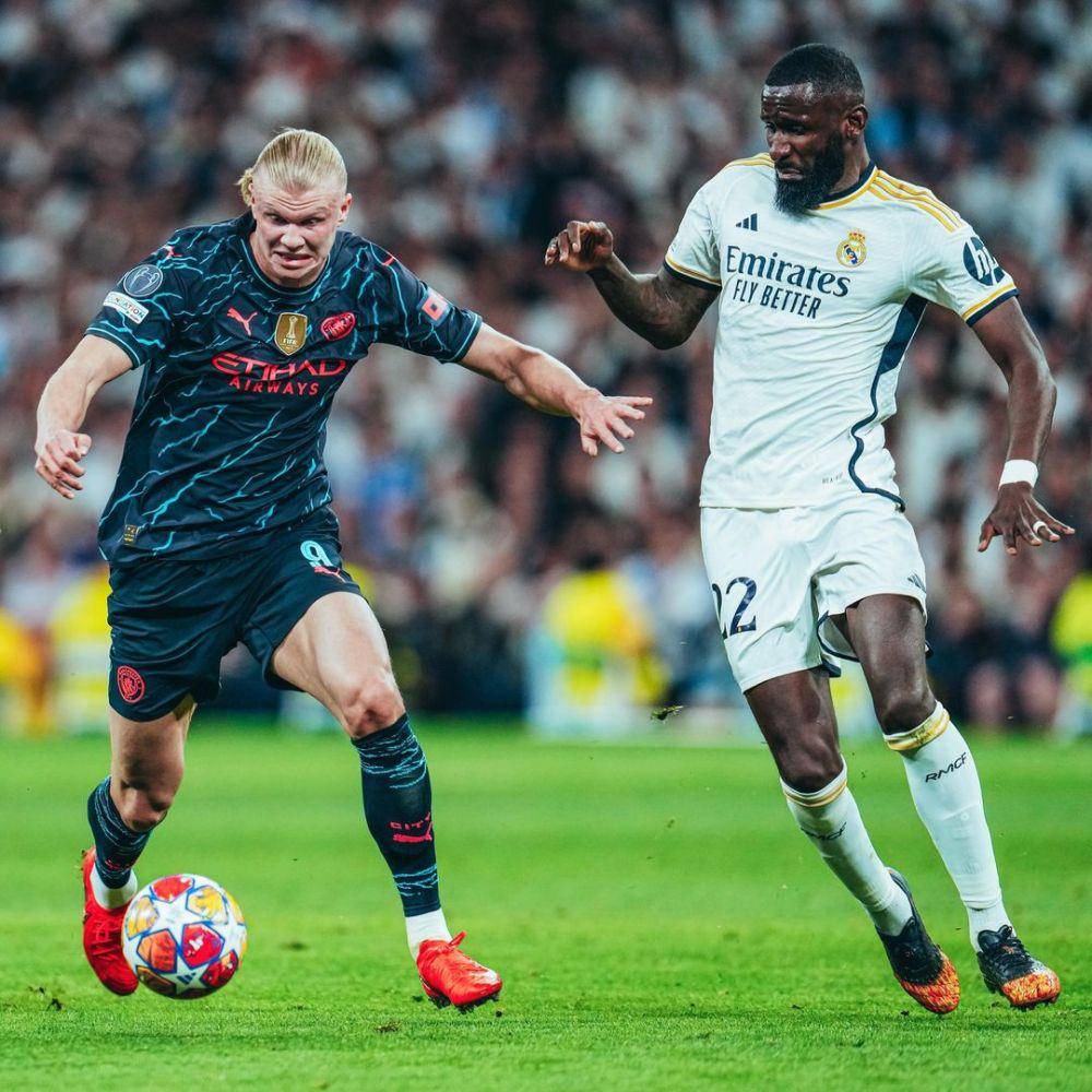 Erling Haaland (kiri) dan Antonio Rudiger (kanan) (instagram.com/mancity)