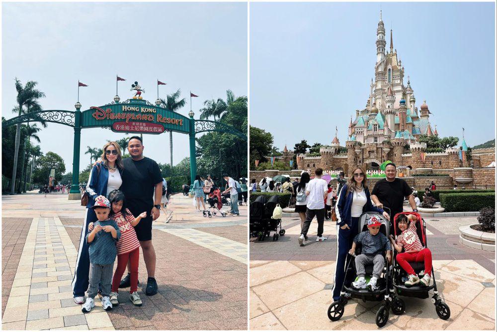 10 Potret Keluarga Momo Geisha ke Disneyland Hongkong, Kepanasan!