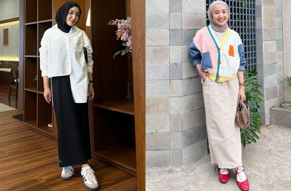 9 Padu Padan Long Skirt ala Thafanya Sabila, Gaya Kasual yang Rapi!