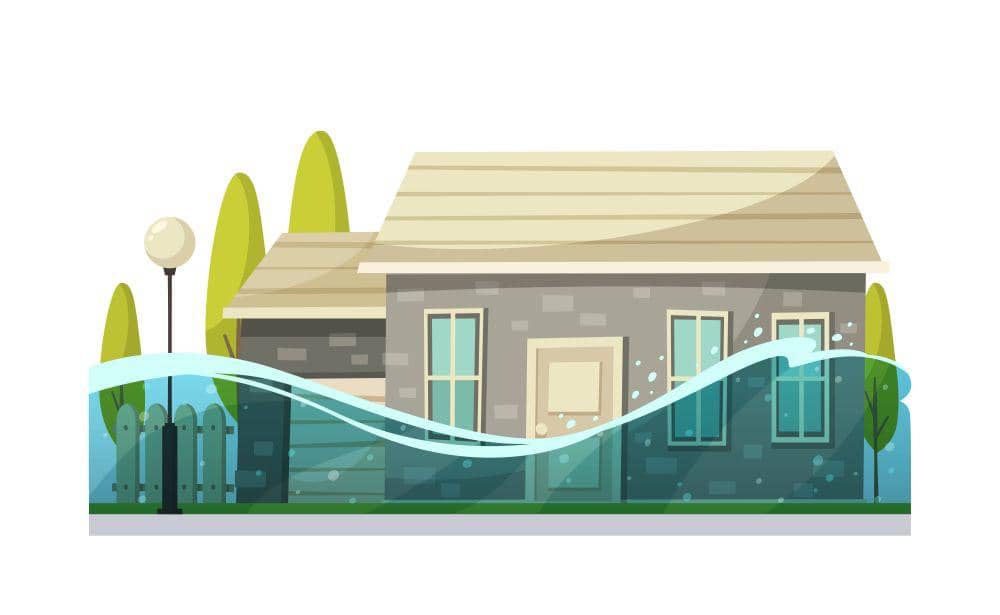 ilustrasi rumah banjir(freepik.com/macrovector)