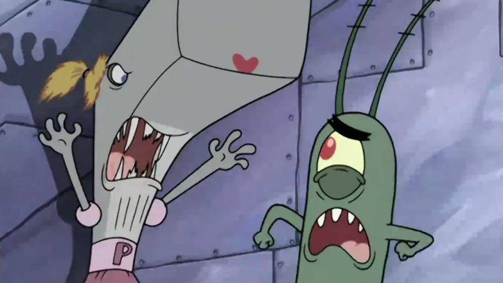 Plankton ketakutan melihat Pearl. (dok. Nickelodeon/SpongeBob SquarePants)
