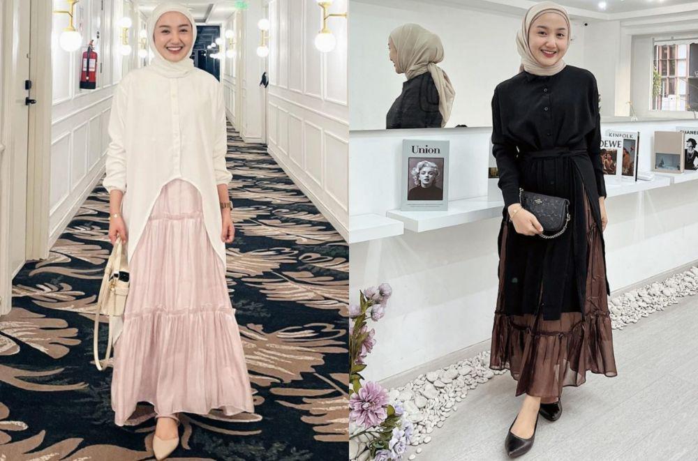 9 Ide Styling Ruffle Skirt ala Thafanya Sabila, Tampil Manis!