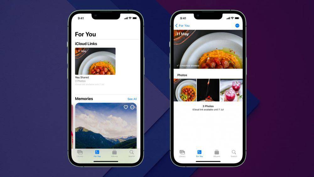 ilustrasi berbagai link foto dari iCloud Photos (dok. Apple)