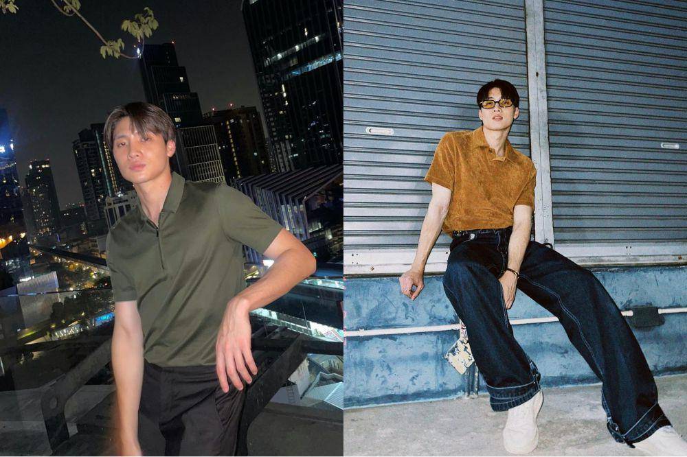 potret outfit nongkrong pakai polo shirt ala Mean Phiravich (instagram.com/m34nismind)