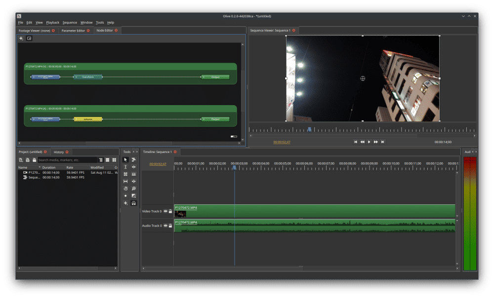 tampilan aplikasi Olive (dok. olivevideoeditor.org)