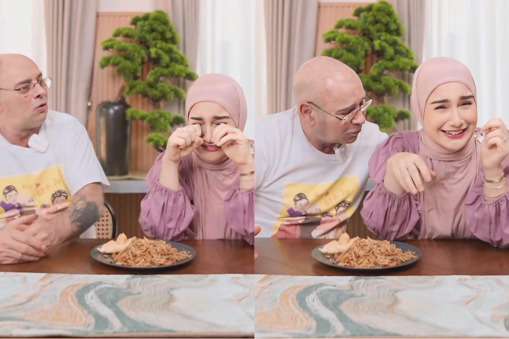 11 Potret Irish Bella Challenge Makan Pedas dengan Ayahnya, Seru!