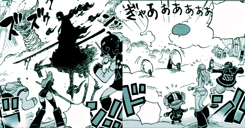 Adegan Gorosei menghadang Topi Jerami. (mangaplus.shueisha.co.jp/One Piece)