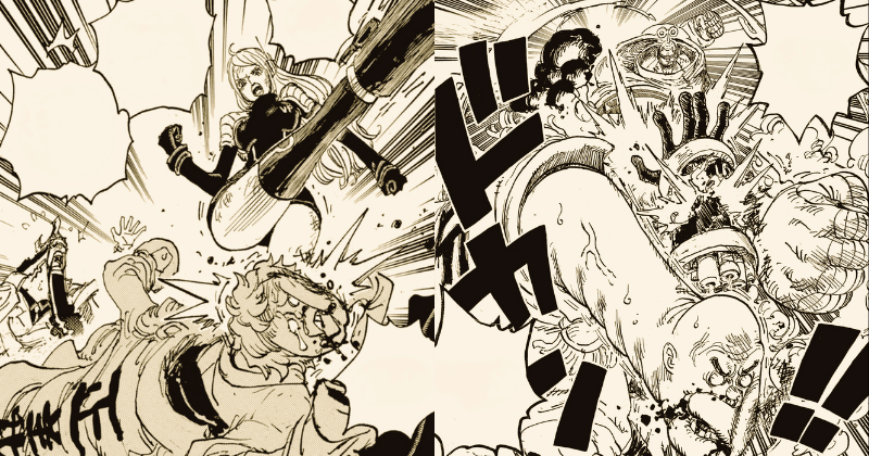 Franky dan Jewelry Bonney kalahkan Vice Admiral. (mangaplus.shueisha.co.jp/One Piece)