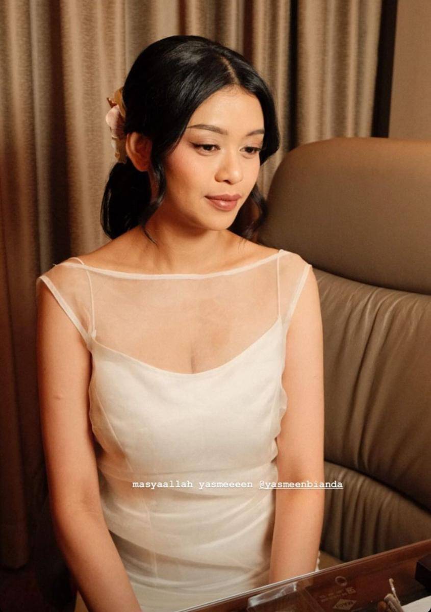 Busana dan makeup pernikahan Yasmeen (instagram.com/yasmeenbianda)