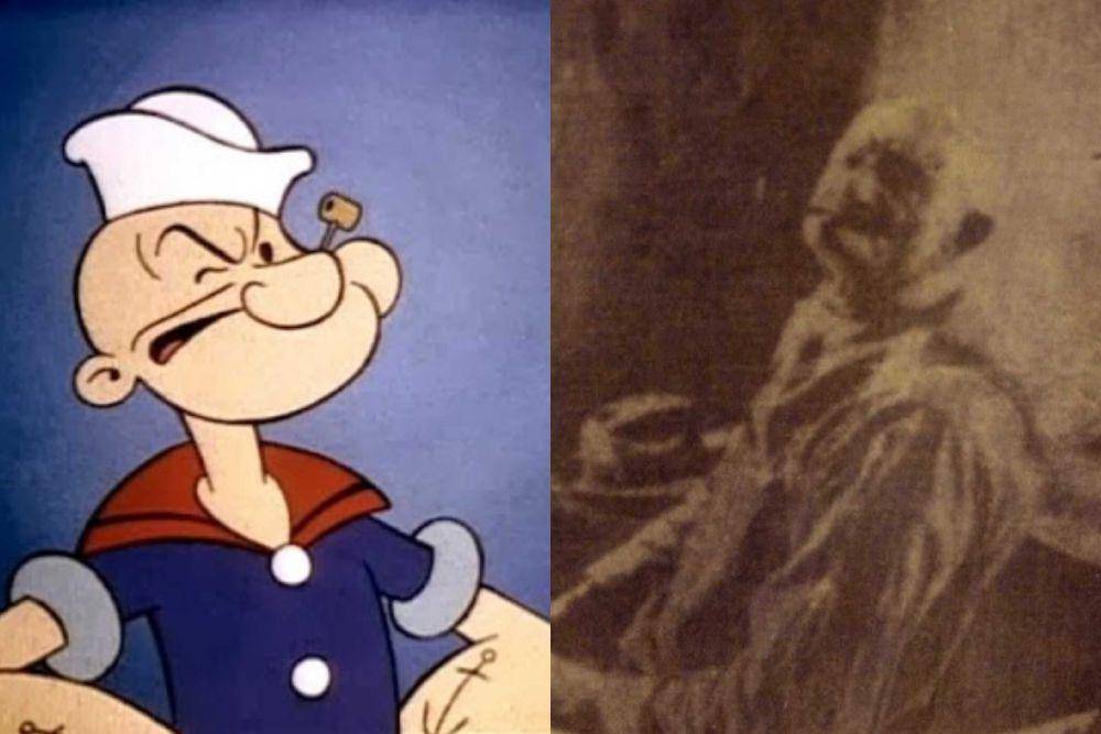 karakter kartun Popeye (kiri) dan Frank Fiegel (dok. Paramount Cartoon Studios | smokingpipes.com)