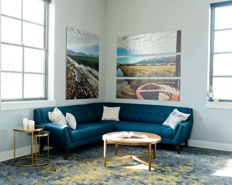 ilustrasi sofa biru gelap dengan latar dinding abu-abu (unsplash.com/Adam Winger)