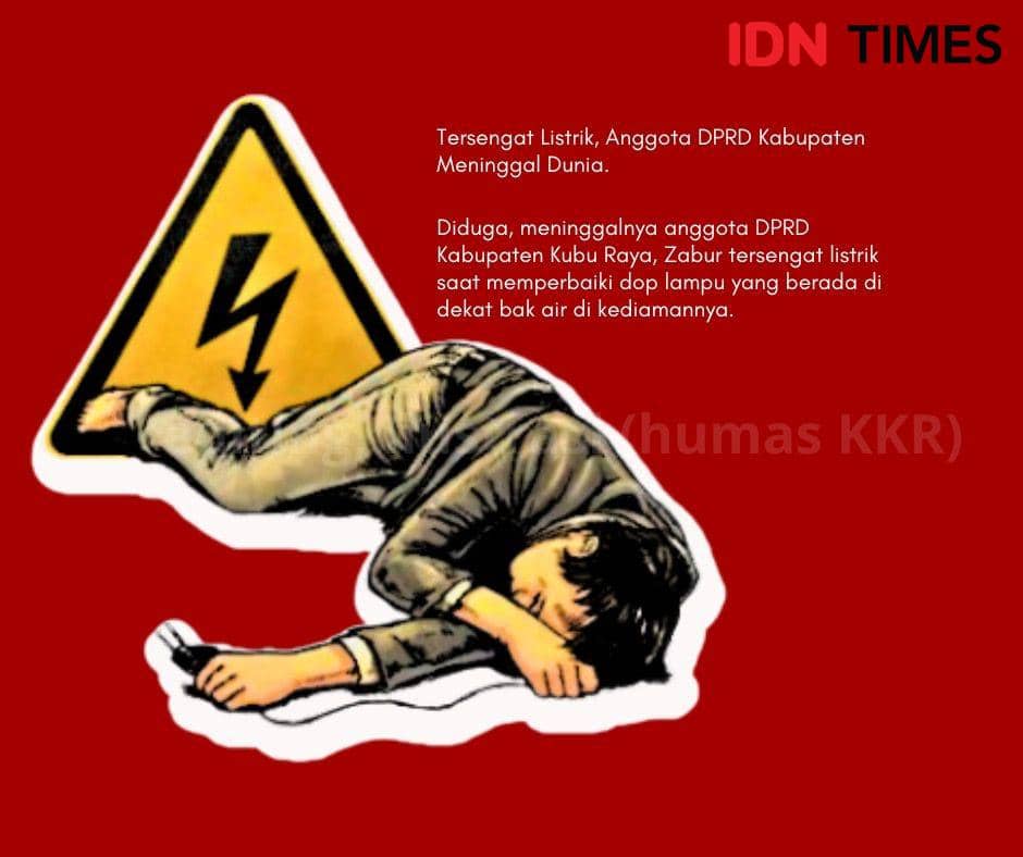 Anggota DPRD Kubu Raya tersengat listrik saat hendak memperbaiki lampu. (IDN Times/Polres Kubu Raya).