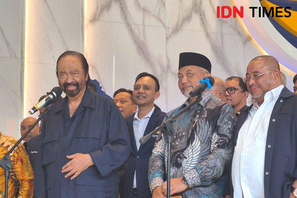 Elit dari Partai Keadilan Sejahterah (PKS) bertandang ke Partai Nasdem di Nasdem Tower pada Rabu (24/4/2023) sore. (IDN Times/Lia Hutasoit)