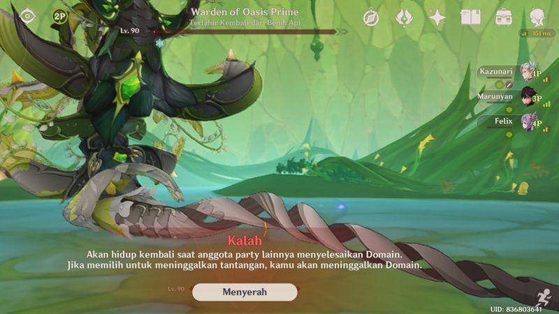satu tim kalah melawan weekly boss (dok. Hoyoverse/Genshin Impact)