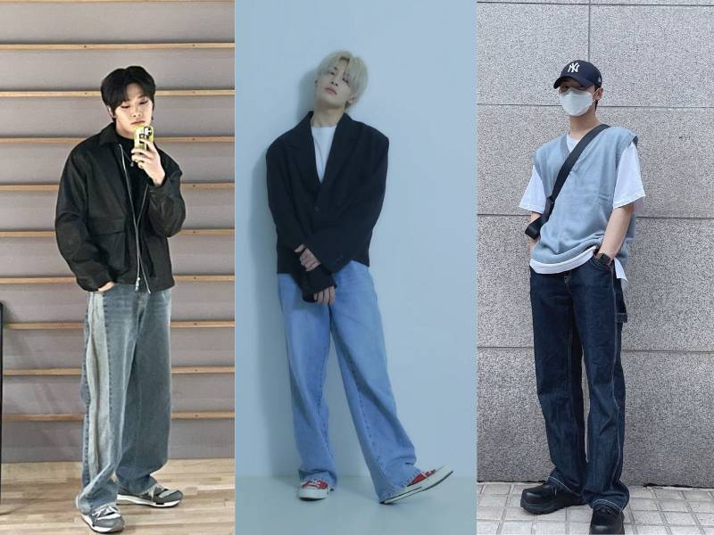 loose pants jeans ala I.N Stray Kids (instagram.com/realstraykids)