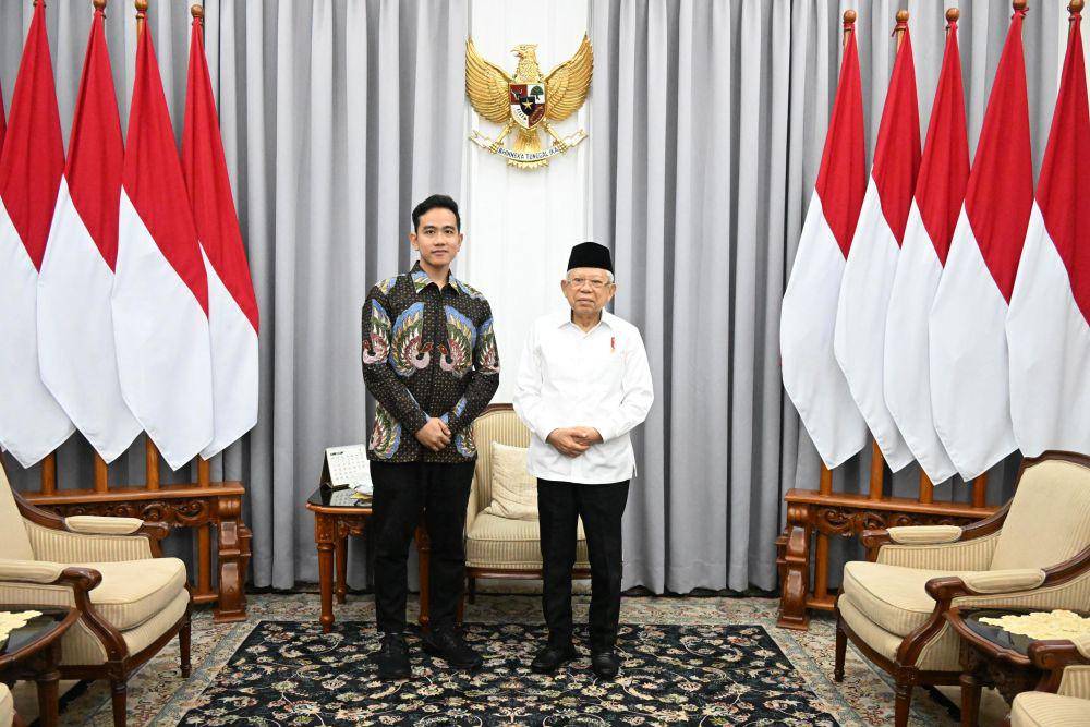 Wakil Presiden terpilih, Gibran Rakabuming Raka menemui Wakil Presiden (Wapres) K.H. Ma'ruf Amin di rumah dinas Jakarta Pusat, Rabu (24/4/2024). (dok. Setwapres)