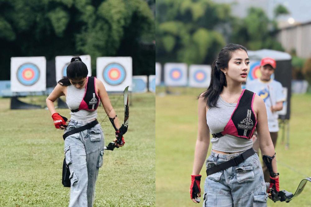 7 Potret Ghea Youbi Berlatih Panahan, Gayanya Keren!
