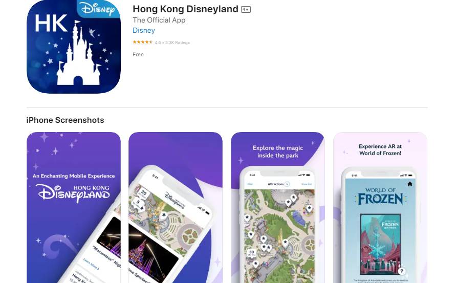 Tangkapan layar aplikasi Disneyland Hong Kong via App Store (dok. Apps Apple)