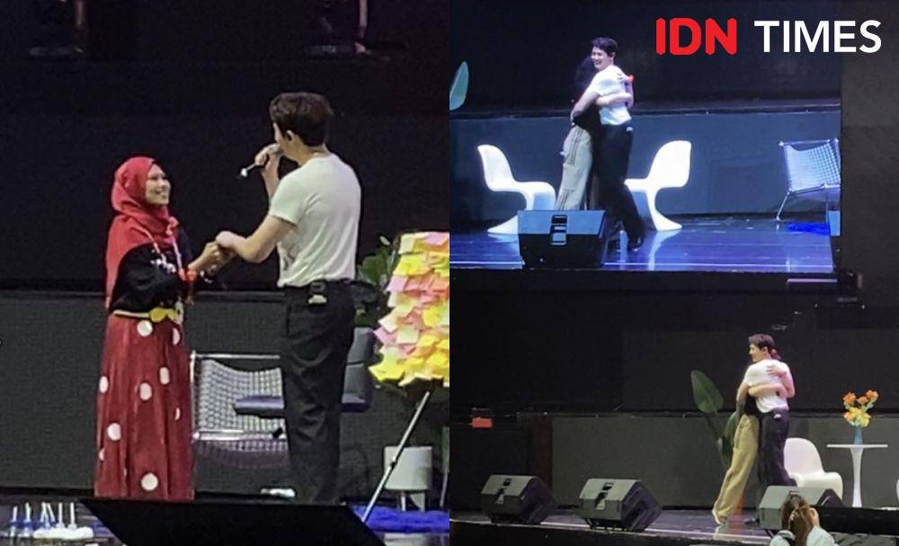 potret Nichkhun dalam acara NO.624: NICHKHUN FAN MEETING IN JAKARTA, Sabtu (27/4/2024) (IDN Times/Rani Asnurida)