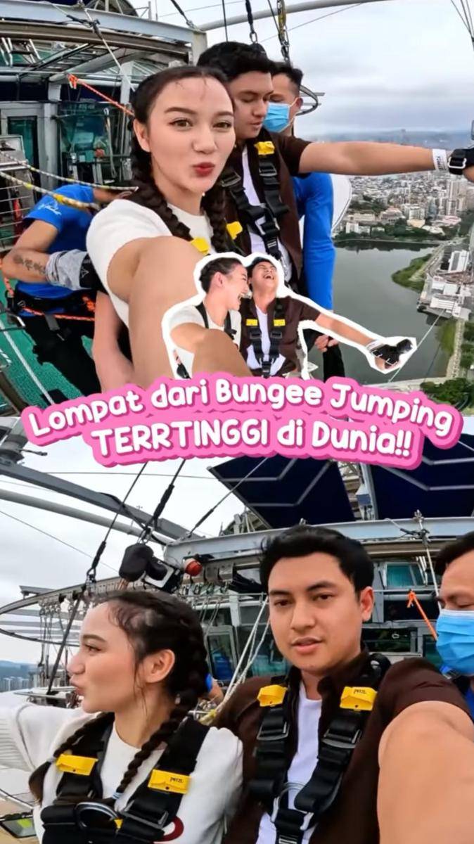 potret Nanda Arsyinta dan Ardya lompat dari bungee jumping tertinggi di dunia (instagram.com/nandaarsynt)