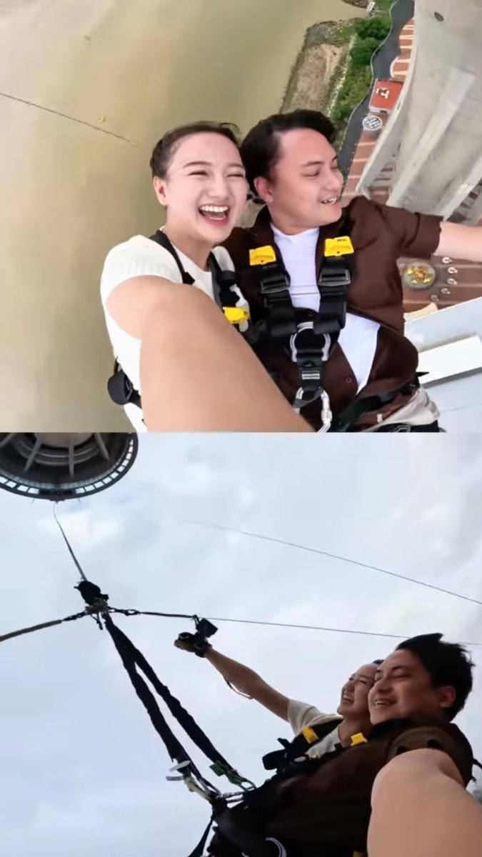 potret Nanda Arsyinta dan Ardya lompat dari bungee jumping tertinggi di dunia (instagram.com/nandaarsynt)