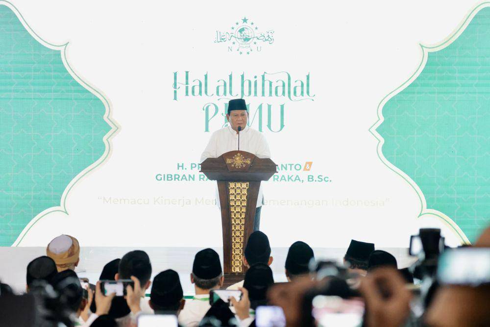Presiden Terpilih 2024-2029 Prabowo Subianto saat menghadiri halal bihalal di acara PBNU (Dok. PBNU).