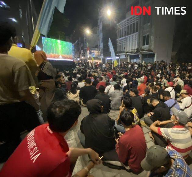 Suasana nobar timnas U23. (IDN Times/Indah Permata Sari)