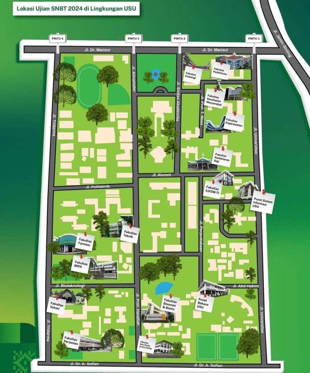 Denah lokasi UTBL SNBT di USU (Instagram.com/official.usu)