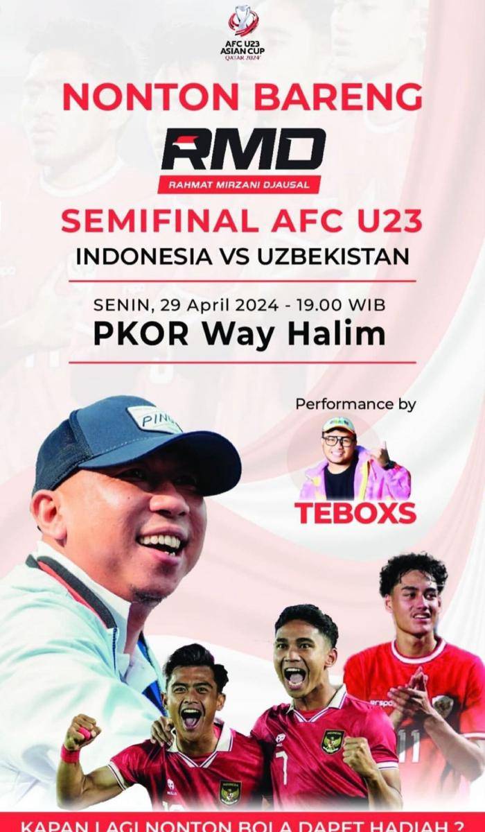 Kolese poster calon kepala daerah di Lampung gelar nobar semifinal AFC 2024 Timnas Indonesia Vs Uzbekistan. (IDN Times/Istimewa).
