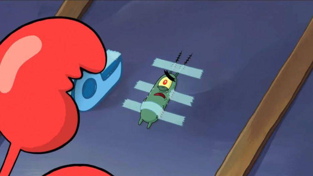 Plankton tertangkap Mr. Krabs. (dok. Nickelodeon/SpongeBob SquarePants)