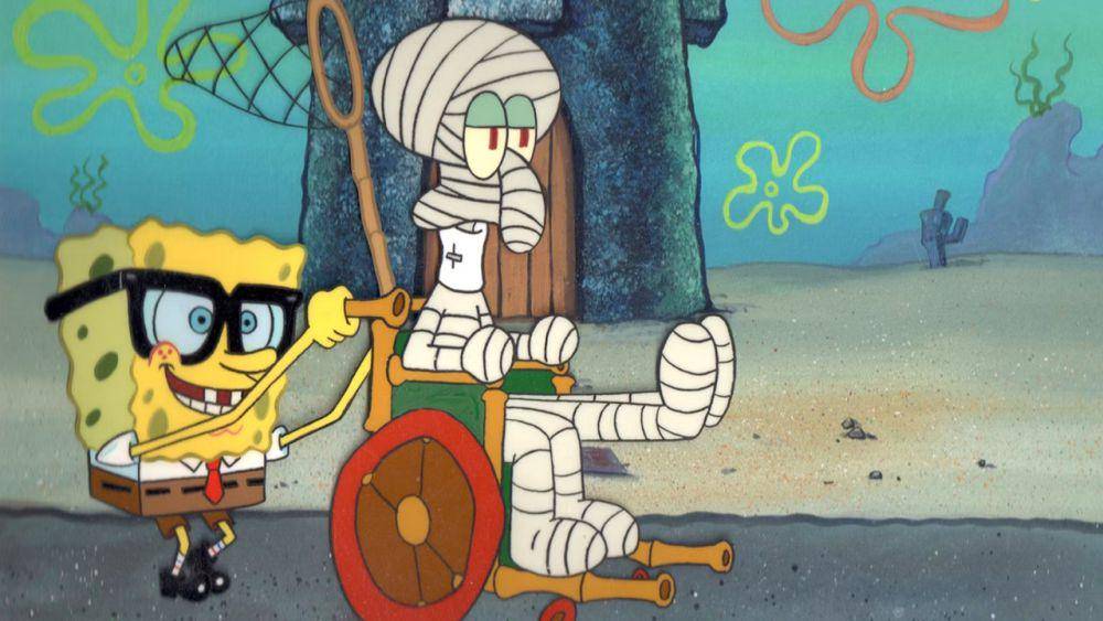 Squidward terluka karena ulah SpongeBob. (dok. Nickelodeon/SpongeBob SquarePants)