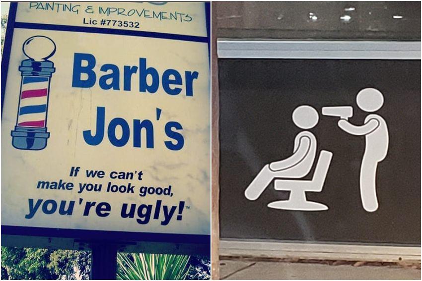 7 Potret Rambu Kocak di Barbershop, Gambarnya Terlalu Ambigu