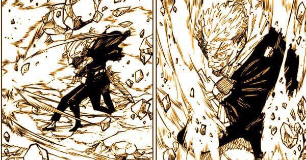 Para penyihir bertahan dari badai tebasan Sukuna ( Dok. Shueisha / Jujutsu Kaisen )