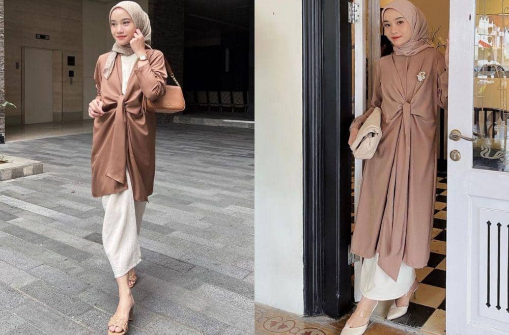 9 Inspirasi Outfit Hijab Earth Tone ala Melvin Maylani, Estetis!