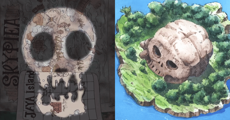 Pulau Jaya dan Pulau tak bernama di Grand Line. (Toei Animation/One Piece)