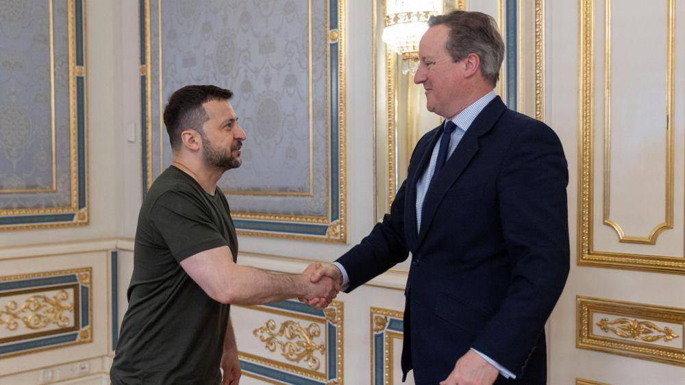 Presiden Ukraina Volodymyr Zelenskyy dan Menlu Inggris David Cameron (Twitter.com/Volodymyr Zelenskyy / Володимир Зеленський)