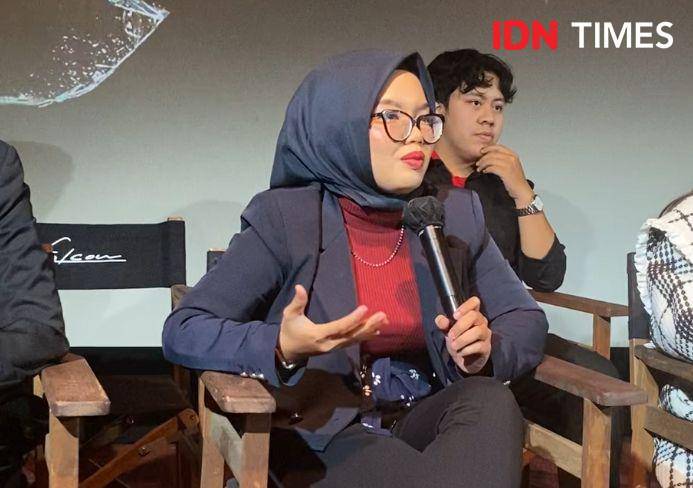 potret penulis Lele Laila dalam press conference film Possession: Kerasukan di XXI Plaza Indonesia, Jakarta, Jumat (3/5/2024) (dok. IDN Times/Rani Asnurida)