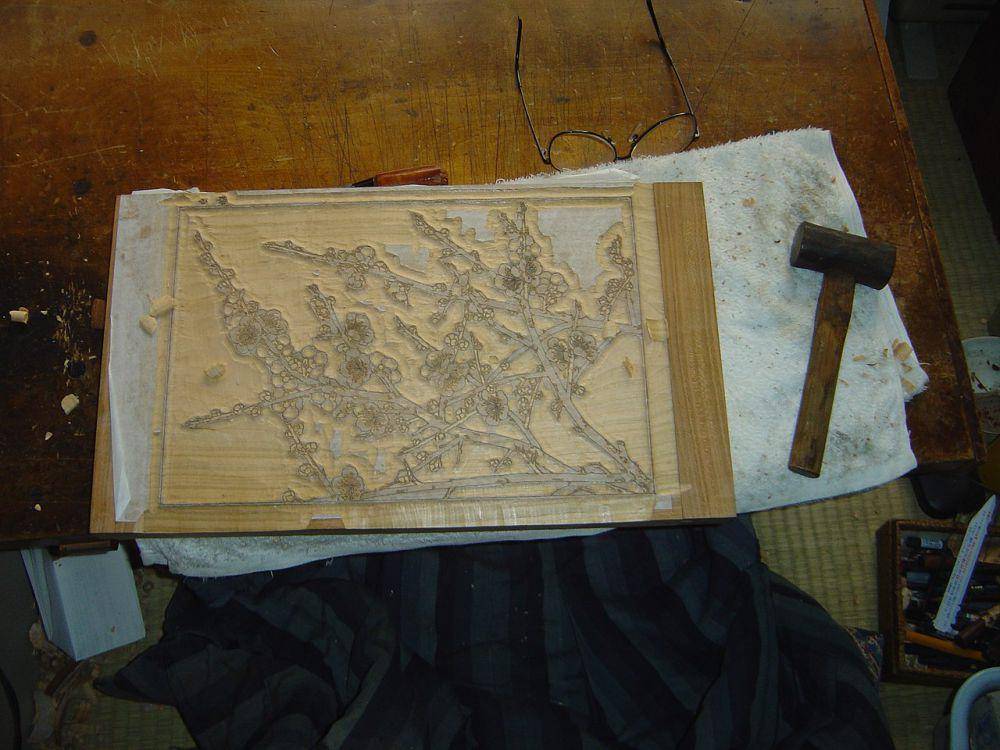 pelat kayu cetakan ukiyo-e di sebuah workshop (commons.wikimedia.org/David Monniaux)