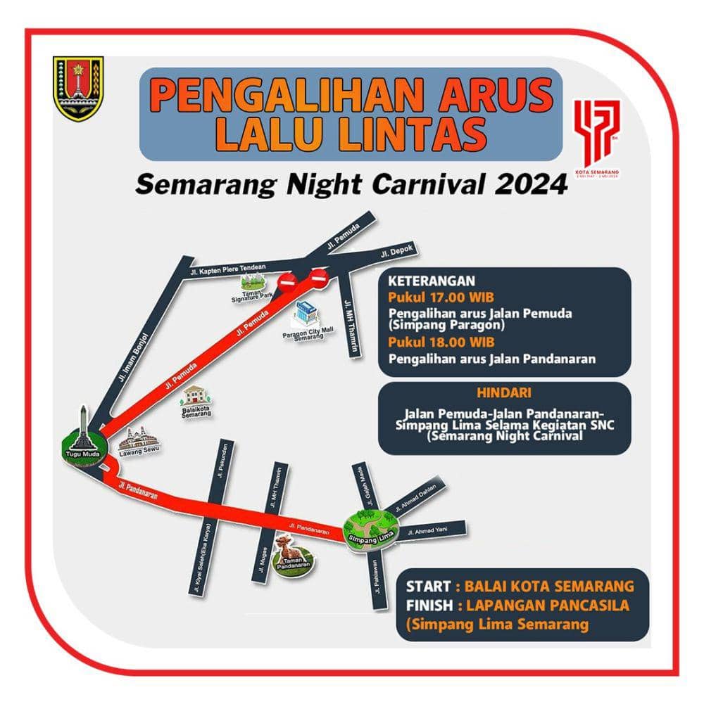Pengalihan arus lalu lintas saat gelaran Semarang Night Carnival 2024. (dok. Pemkot Semarang)