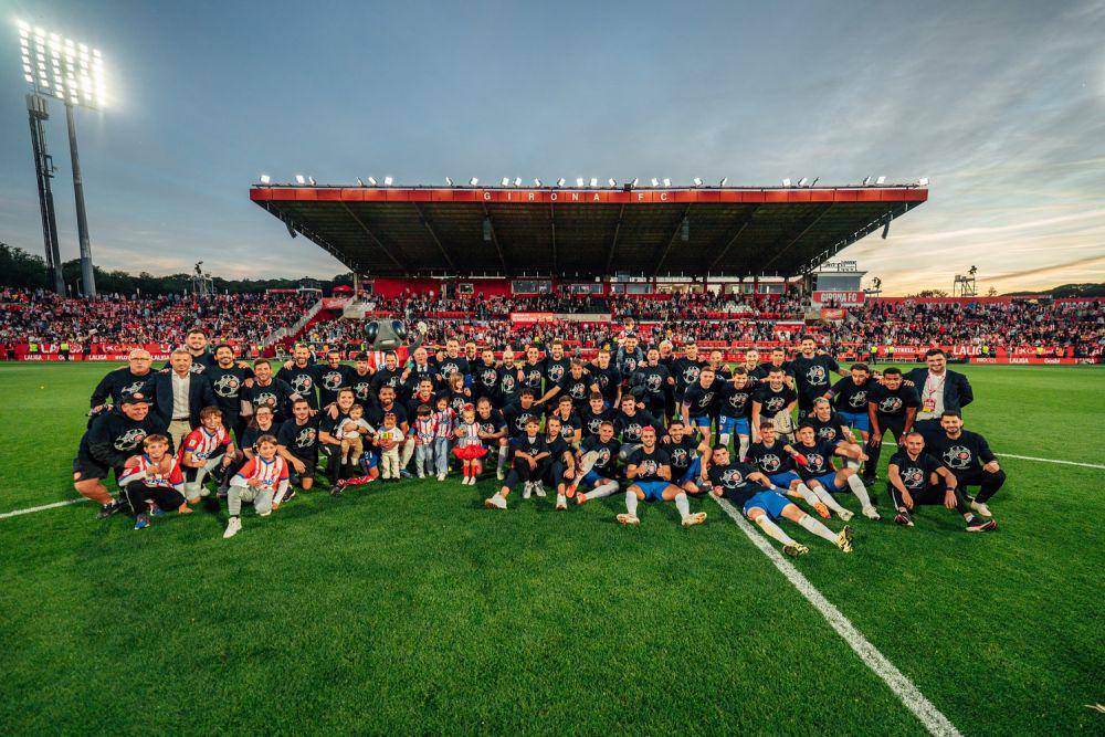 Potret skuad Girona FC merayakan lolos ke Liga Champions (x.com/@GironaFC)