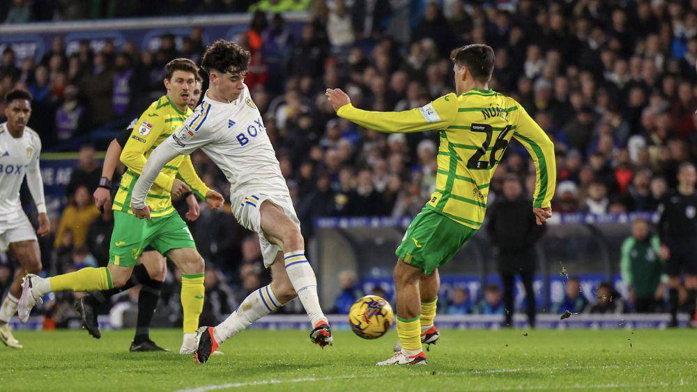 Leeds United melawan Norwich City di Championship 2023/2024. (twitter.com/LUFC)