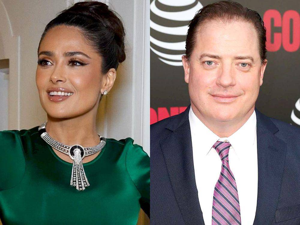 Potret Salma Hayek Pinault (dok.instagram/salmahayek) | Potret Brendan Fraser (dok.GETTY IMAGES/JOE SCARNIC)