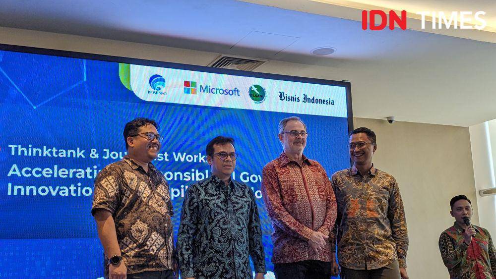 ThinkThank & Journalist Workshop: Accelerating Responsible AI Governance and Innovation with Copilot for Indonesia, di Jakarta, pada Senin (06/05/2024) (IDN Times/Misrohatun)