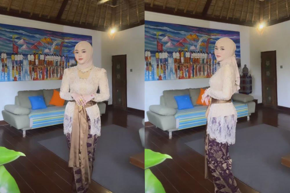 7 Potret Putri Delina di Acara Mepamit Mahalini dan Rizky Febian
