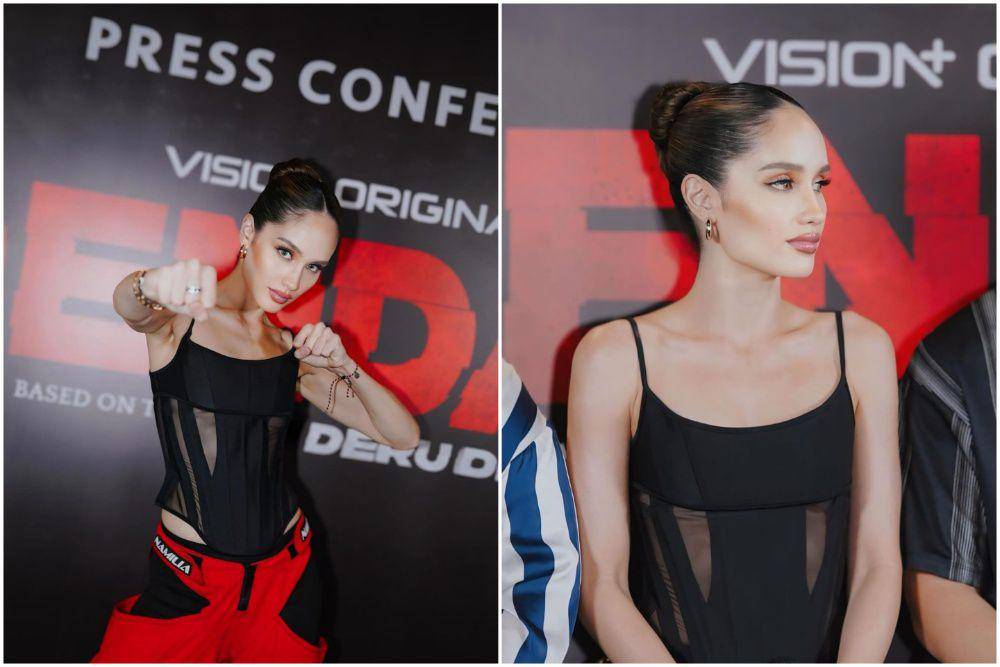 potret Cinta Laura Kiehl di press conference series Dendam (instagram.com/claurakiehl)