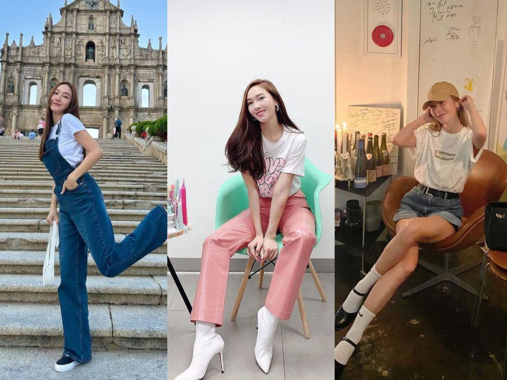 9 Ide Padu Padan T-shirt Putih ala Jessica Jung, Super Modis!