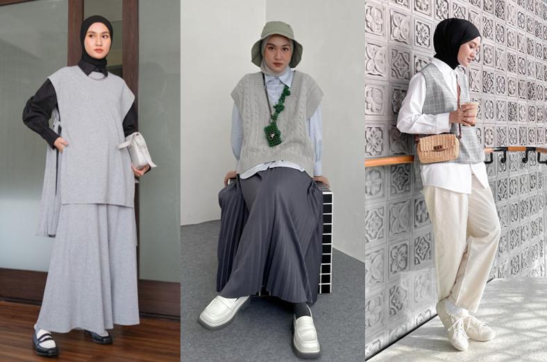 11 Padu Padan Vest Abu-abu ala Inas Rana, Super Catchy!